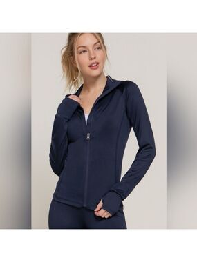 Dark Navy Zip-Up Slim Fit Yoga Jacket Women's Size S-L